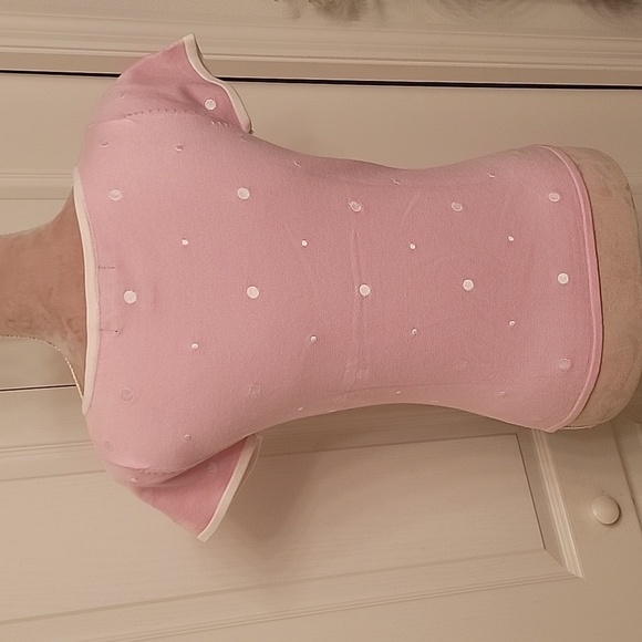 Sydney Easton Pink with White Embroidery Short Sleeved Sweater, Size PS.  EUC - Picture 3 of 8